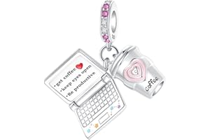 GOINEVA Coffee Cup Computer Dangle Pendants Beads Perfume Bottle Dragon Charms 925 Sterling Silver Bead Fits Women's Charm Bracelet & Necklace Jewelry Gifts for Women