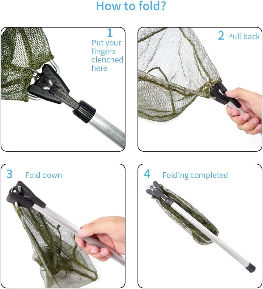 YVLEEN Kids Fishing Net for Lakes - Minnow Nets for Kids - Aluminum Collapsible Telescopic Fishing Pole handle and Nylon Mesh Small fishing net - Butterfly Nets for Kids Outdoor Playing : Sports & Outdoors