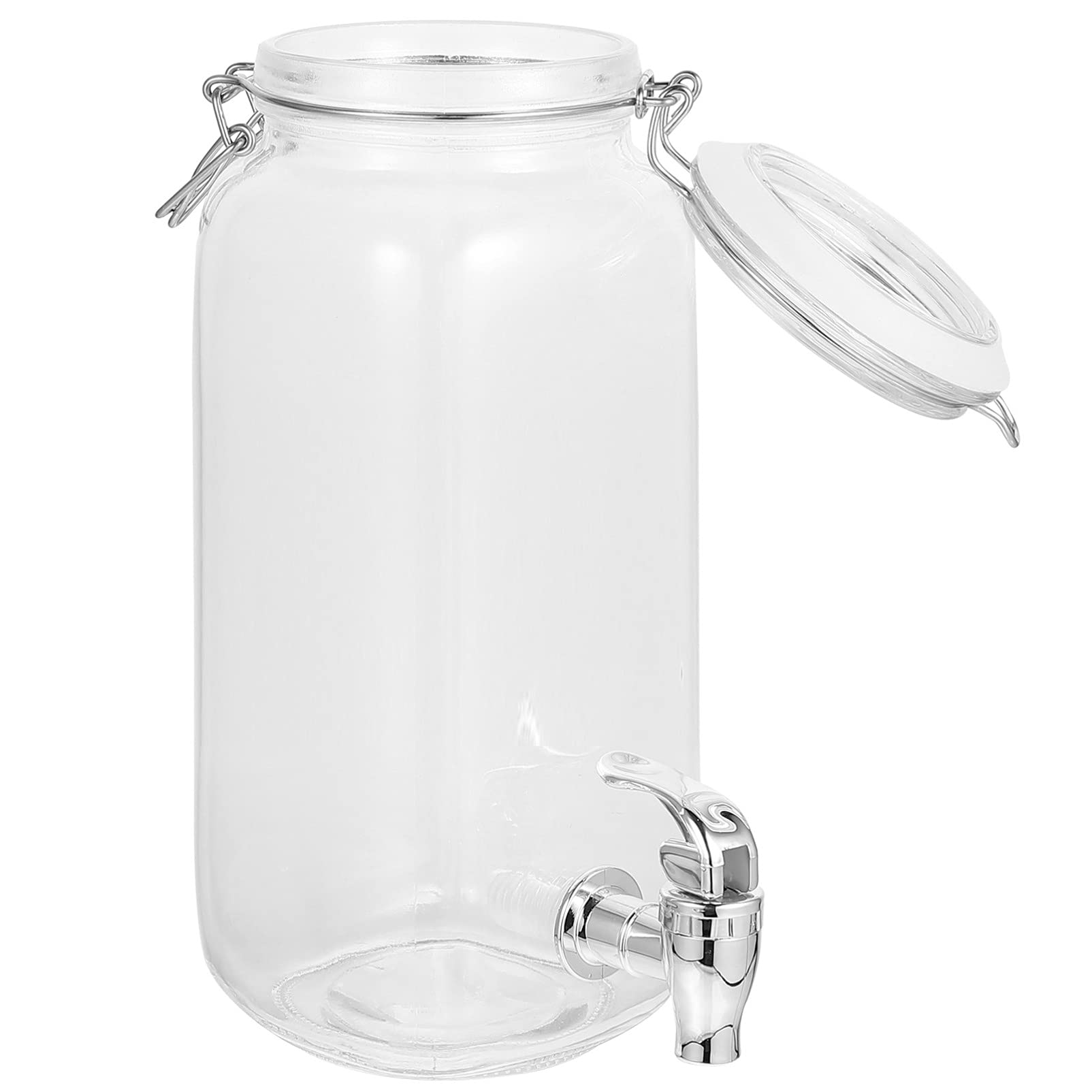 Cabilock 2L Glass Beverage Dispenser Wide Mouth Drink Dispensers with Faucet Juice Can Ice Cylinder for Sun Tea Lemonade Cold Water