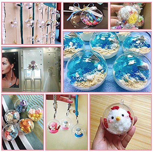 25 Set 50 Pieces Christmas Clear Plastic Fillable Ornaments, DIY Bath Bomb Mold,Acrylic Clear Plastic Ornaments Balls Fillable Wedding Party Decor with 5 Size 30mm 40mm 50mm 60mm 70mm