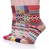 Loritta Women's 5 Pairs Vintage Style Winter Knitting Warm Wool Crew Socks