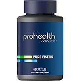 ProHealth Pure Fisetin Supplement 250mg | 60 Capsules | Ultra Pure Natural Fisetin for Healthy Aging, Cellular Support & Brain Health | Triple 3rd Party Tested | GMP Manufactured in The USA