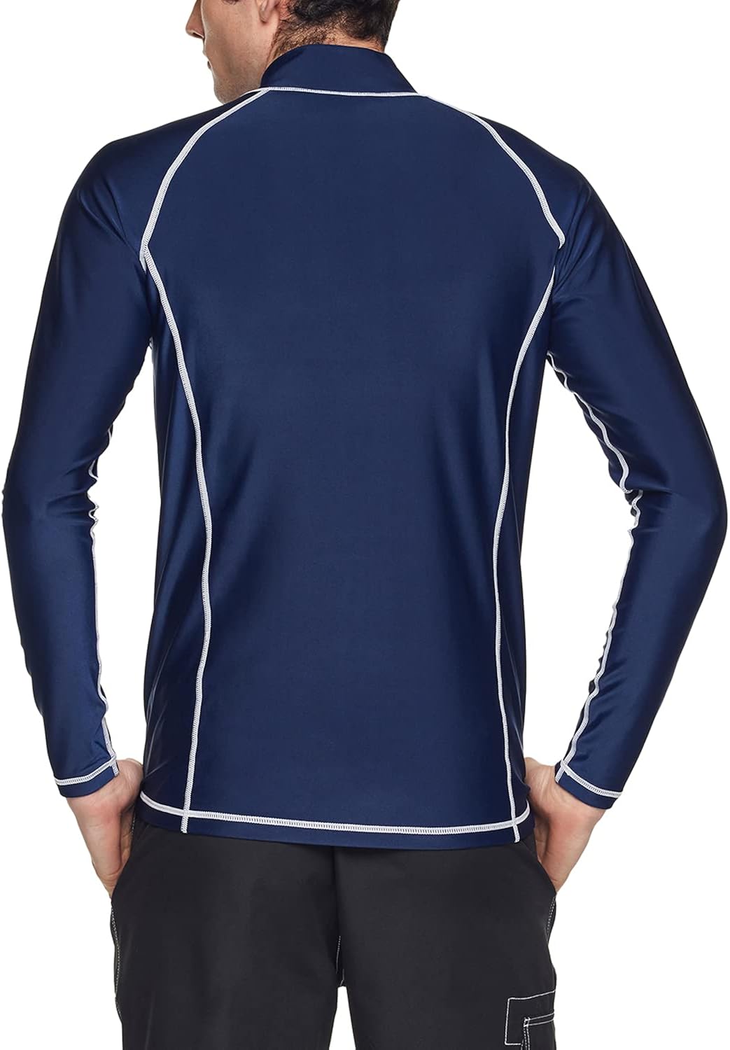 TSLA Men's Long Sleeve Zip Rash Guard, UPF50+ UV/Sun Protection Quick Dry Swim Shirts: Clothing