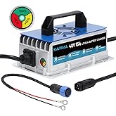 Lithium Battery Charger 48 Volt/58.4V 15A for 48V (51.2V) LiFePO4 Battery 0V Wake Up 48V Lifepo4 Battery Charger, IP67 Waterproof, for Golf Cart, Cars, Forklift, Outboard, Boat, Solar, RV, Off-Grid