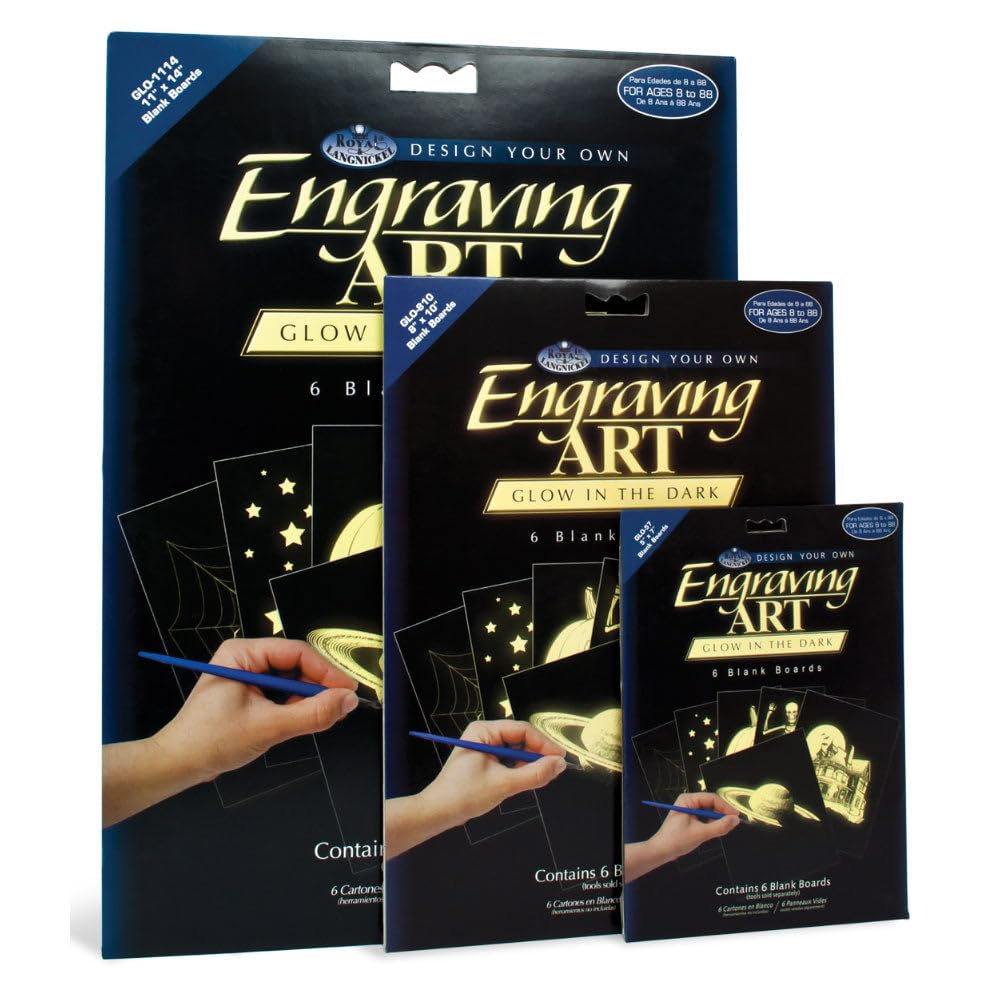Royal & Langnickel Engraving Art Glow in the Dark 8 x 10 inch Blank Board (Pack of 6)