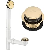 (1 Pack) Yariwiz 1-1/2" Golden Bathtub Tub Drain Kit Bath Waste Overflow Drain Tube Assembly with Touch-Toe Tub Drain Stopper and Overflow Faceplate Gold