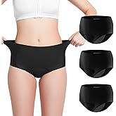 VOXSHE 3 Pack Washable Incontinence Underwear for Women 150ml Super Absorbent Womens Leak Proof Underwear for Incontinence Postpartum Bladder Leakproof Panties Briefs Black M