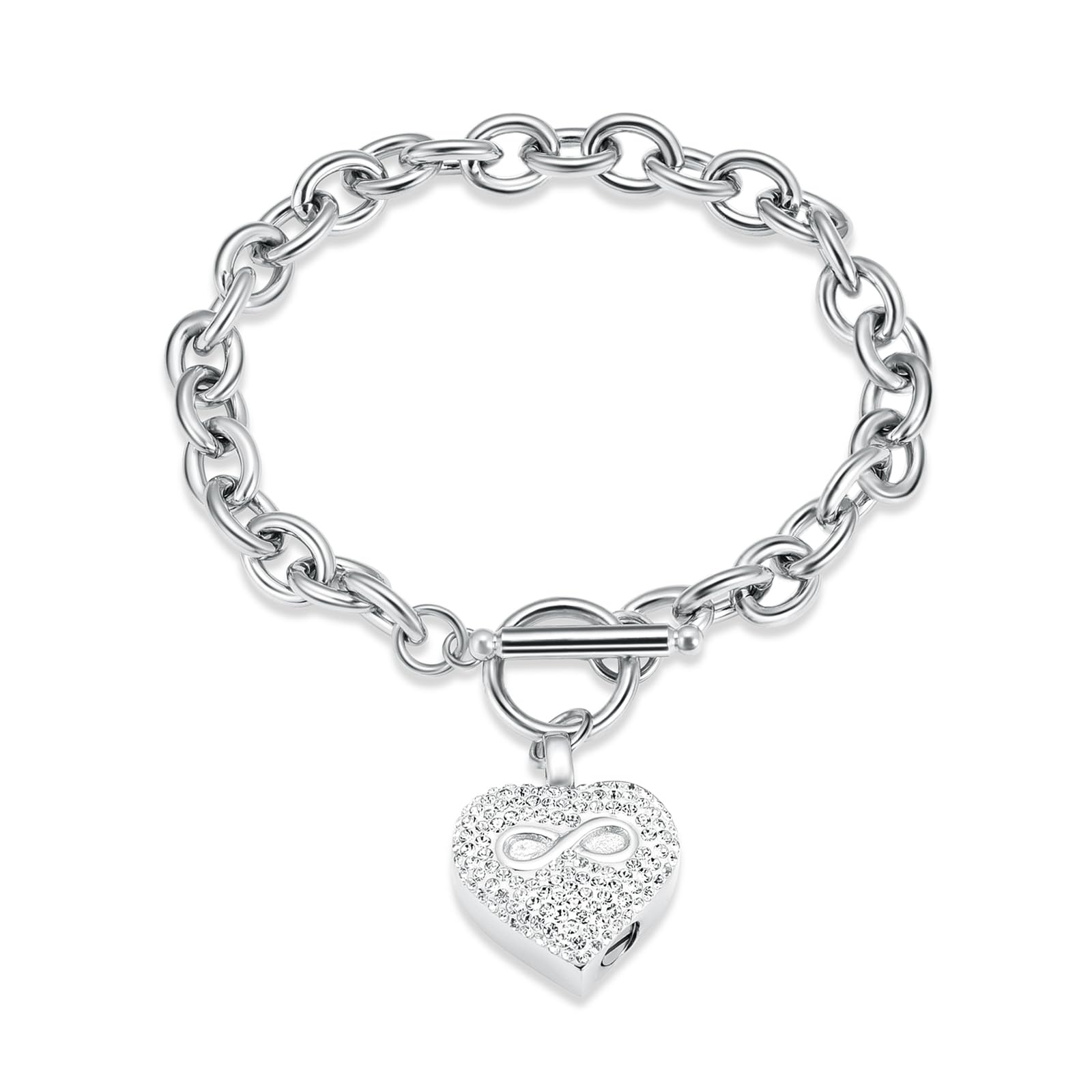 Infinity Heart Cremation Bracelet for Ashes - Stainless Steel Urn Bangles for Pet/Human Ashes - Memorial Keepsake Ash Jewelry