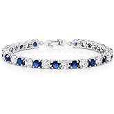 Gem Stone King Sparkling Blue and White Round Cubic Zirconia Tennis Bracelet For Women (7.50 Cttw, 7 Inch)