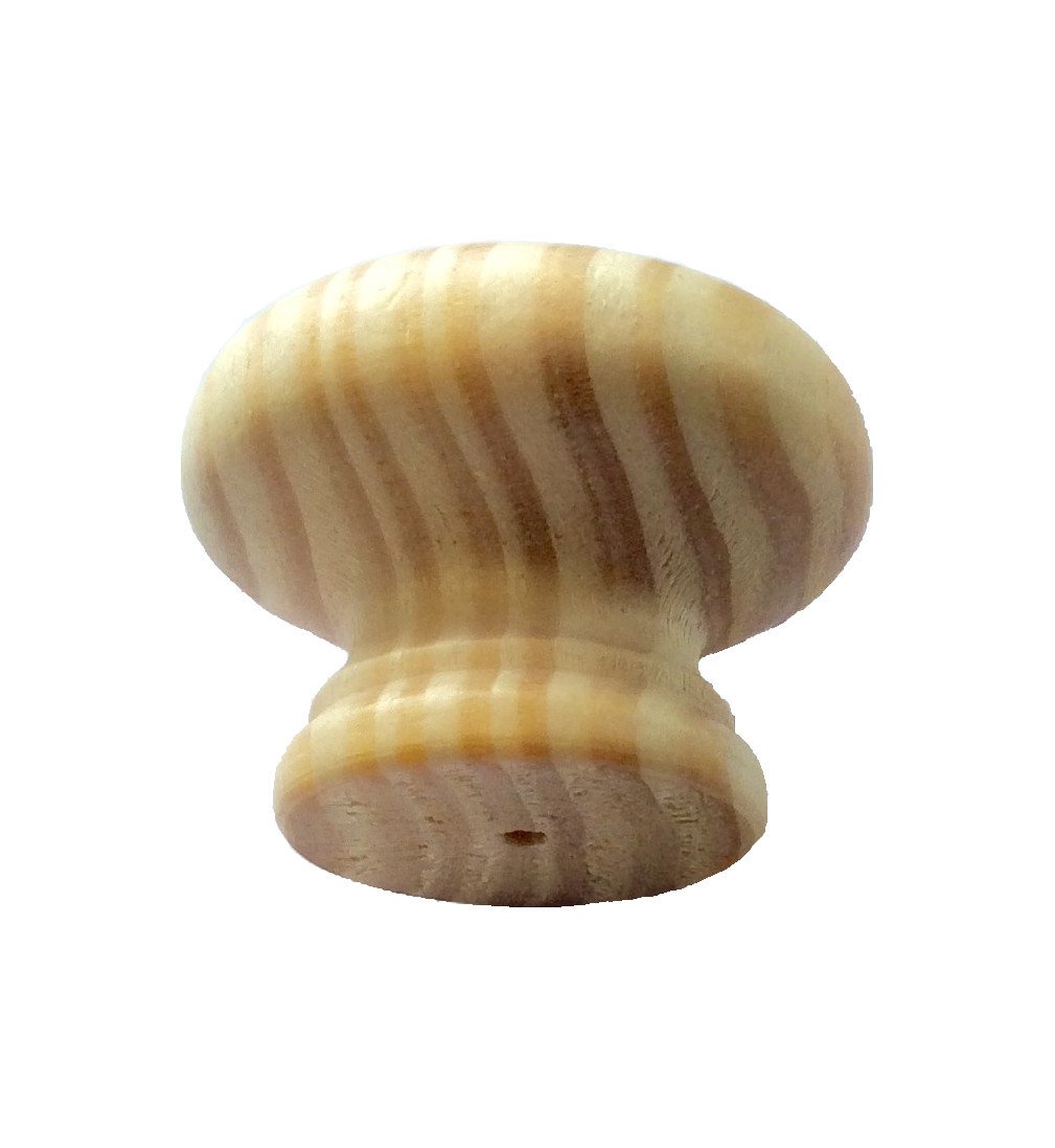 Merriway BH05195 (4 Pcs) Cupboard Door/Drawer Knob Pine Drilled Unlacquered 45mm - Pack of 4 Pieces