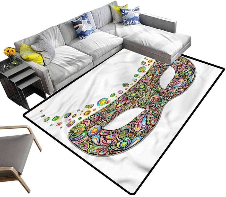 Masquerade, Carpet Floor Mat Rainbow Colored Symbol Polyester Fiber Area Rugs for Baby Nursery Decor, 7'x 7'