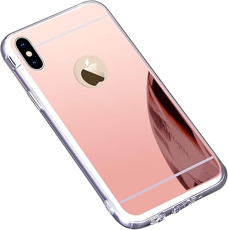 Coque Iphone X Coque Iphone Xs Coque Miroir Silicone Tpu Pour Iphone X Surakey Cool Bling Briller Coque Ultra Mince Soft Tpu Bumper Housse Etui De Protection Tpu Telephone Coque Pour Iphone X Or Rose