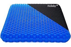 HELISHY Gel Seat Cushion, Egg Seat Cushion Wheelchair Cushion with Non-Slip Cover, Breathable Chair Pads Honeycomb Design Absorbs Pressure Points for Car Office Chair Wheelchair (Blue)