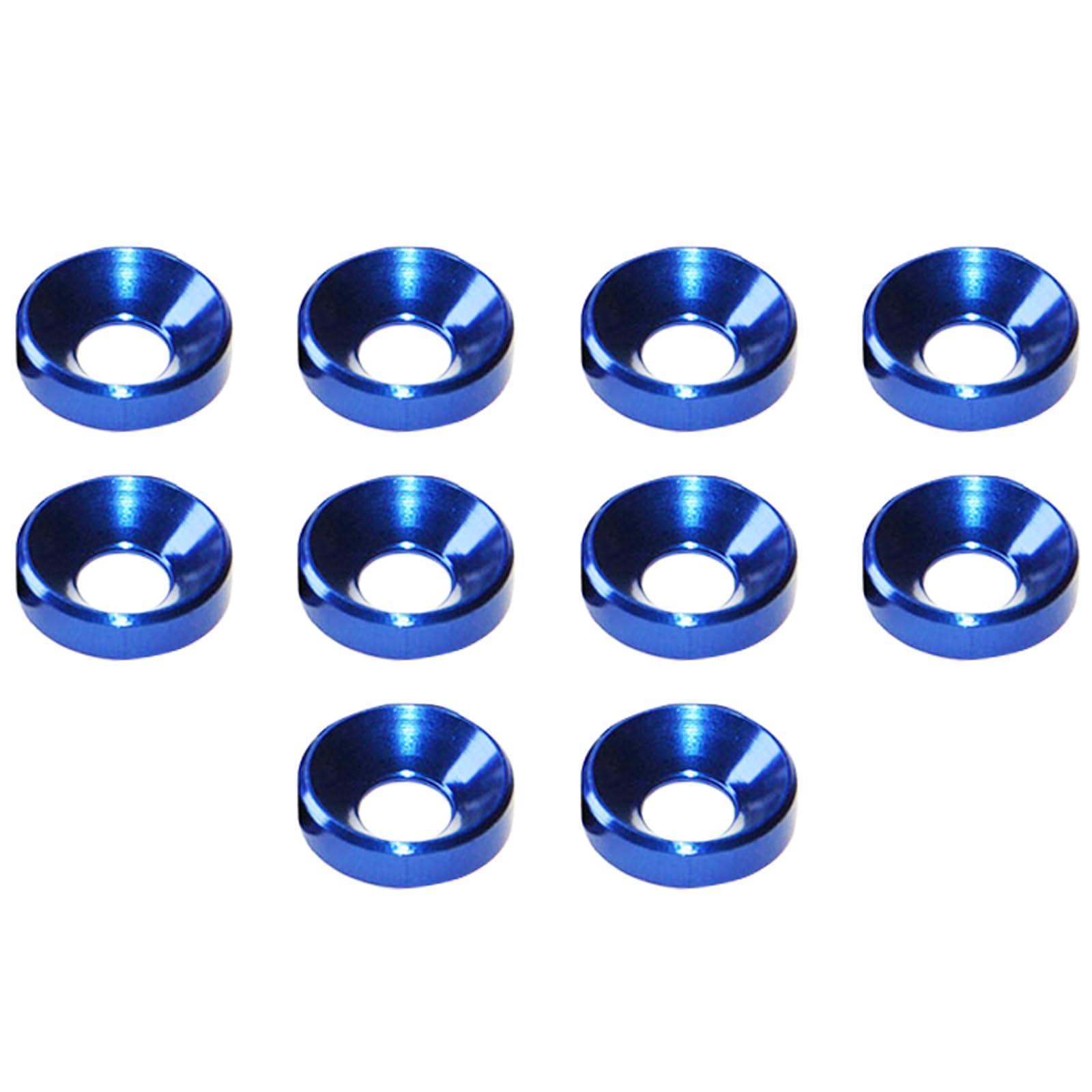 SENRISE 10PCS M3 Aluminium Countersunk Cup Washer Set for Engine Bay, Fender, Bumper & More (Blue)