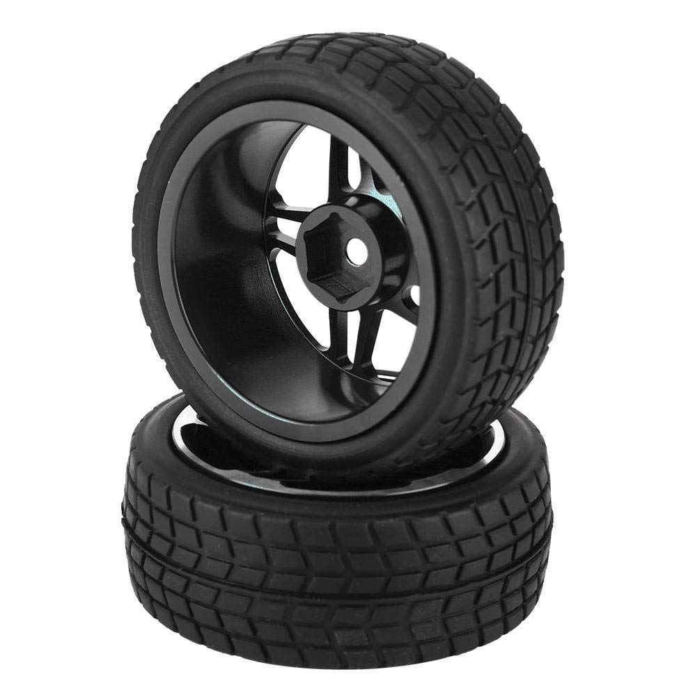 VGEBY1 2pcs 1/10 RC Tire, Remote Control Truck Rubber Tire Wheel Tyre for ZD Racing On-road Car(black) Car Model Accessories Car Model Accessory Model Toy