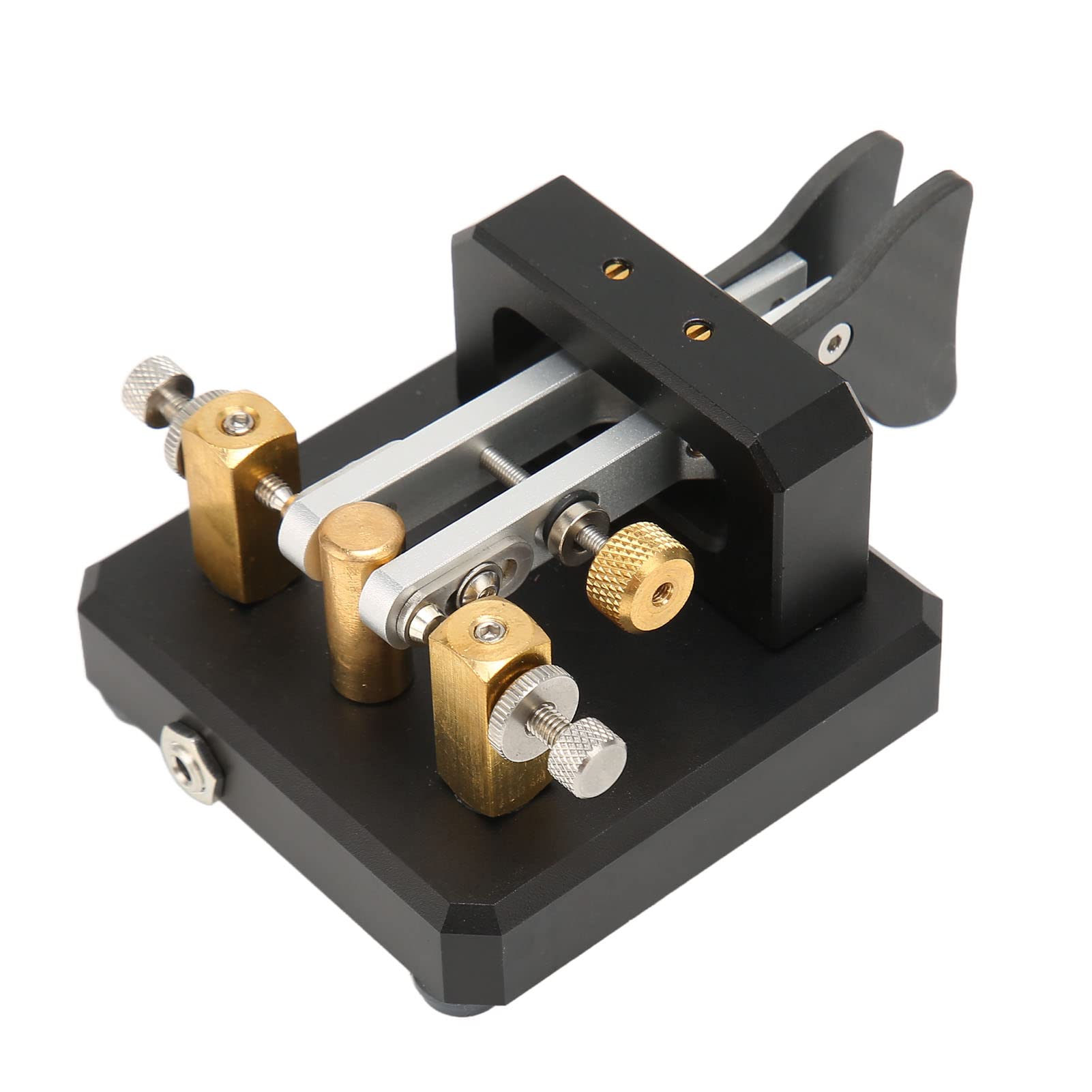 Fockety Double Paddle Morse Code Key, Stainless Steel Shortwave Radio CW Telegraph Key, Automatic Portable Straight Key for Morse Practicing & Shortwave Radio Communication Teaching (Black)