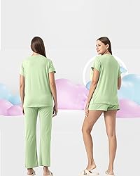 Rnxrbb 3 Piece Postpartum Nursing Pajamas Set