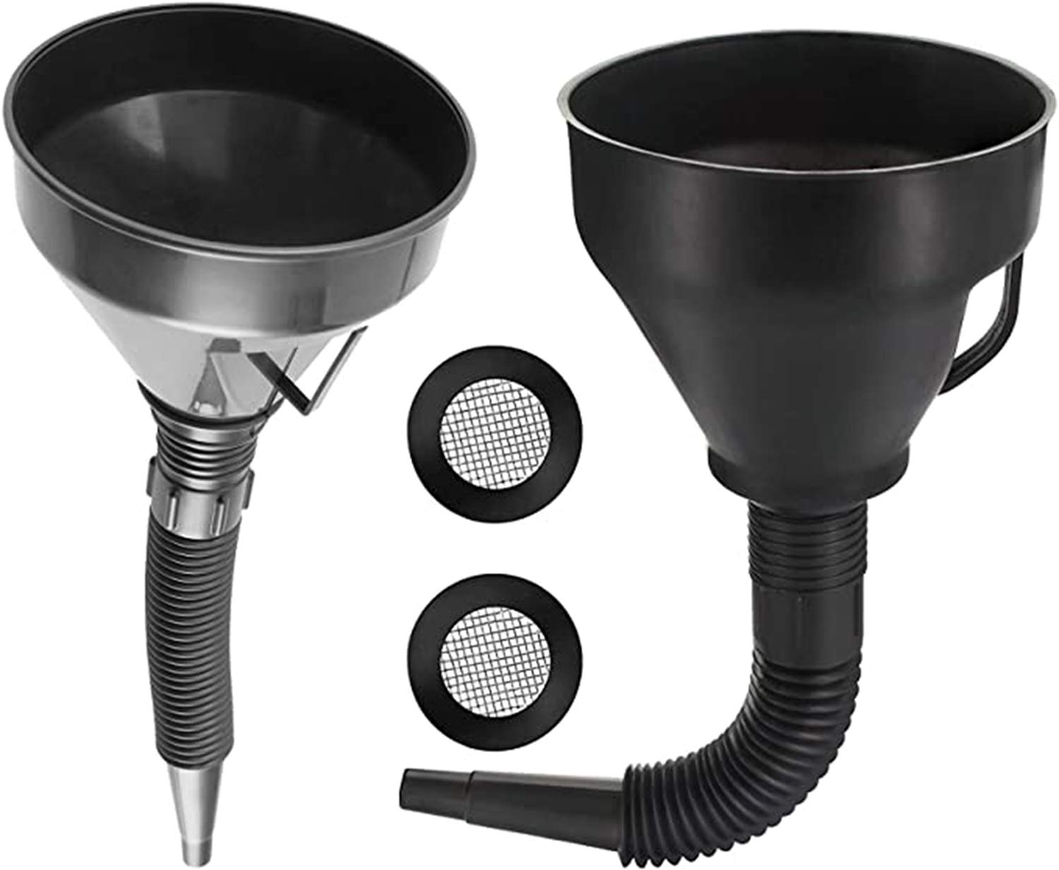Buy Plastic Large Funnels Wide Mouth with Strainer, 2 Pcs Oil Funnel