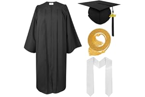 Herrenbek Matte Cap and Gown with graduation Honor Cords, Plain Stole, and 2025 Tassels for High School and Bachelor