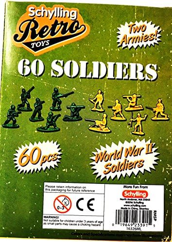 Unb 60 Retro Army Men 2 Armies Green and Sand Colors Toy Soldiers Military For Ages 3+