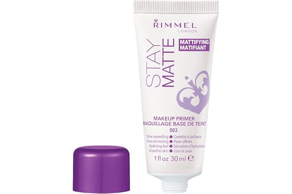 Rimmel London Stay Matte Primer, Ultra lightweight formula, Controls shine for up to 8 hours, non-heavy or greasy, Cruelty-Fr