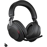 Jabra Evolve2 85 Wireless PC Headset – Noise Cancelling UC Certified Stereo Headphones with Long-Lasting Battery – USB-C Bluetooth Adapter – Black