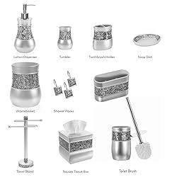 Creative Scents Crackled Glass Silver Bathroom