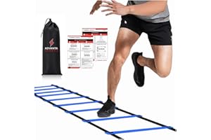 ADVANTA SPORTS DELUXE EDITION Agility Ladder Training Set - 13 Rung 21ft Yellow Agility Ladder w/Carry Bag - Improve Speed & Strength Soccer, Football, Basketball, Fitness w/4 Steel Pegs, Workout Charts