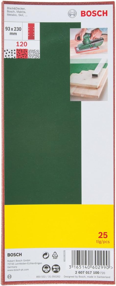Bosch Accessories 2607017100 Sanding Sheet-Set for Orbital Sanders 0 V, Red, 93 x 230 mm - Image 3
