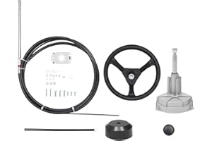 MISAKOMO 15 FT Boat Control Cable Outboard Rotary Steering System Kit With 12.5 Inches Wheel - Durable Marine Replacement for Mechanical/Manual Steering of Yachts, Fishing Boats