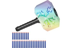 Coophit Thors Dart-Blasting Hammer Toys Gun with Lights -Toys for 5 6 7 8 9+ Year Old Boys,Kids Roleplay Toy Thunder Mjolnir with 30 Darts
