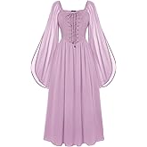 Scarlet Darkness Renaissance Costume Women Pirate Dresses Split Bell Sleeve Medieval Ren Faire Dress with Pockets