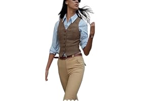 Women's Herringbone Tweed Waistcoat Slim Fit V-Neck Dressy Suit Vest