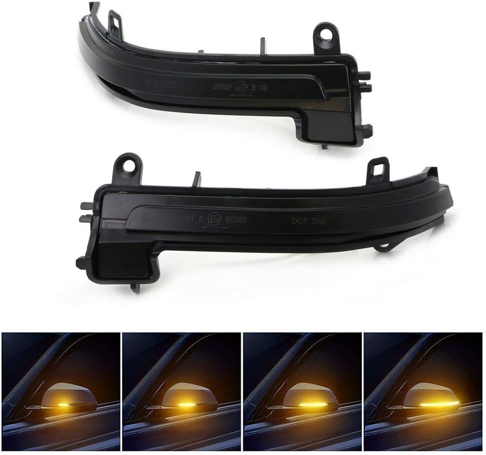 1 Pair Side Mirror Turn Signal Light, Dynamic Scroll Amber LED
