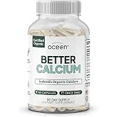 Organics Ocean Better Calcium Red Algae-Derived with D3 &amp; K2, 60 Capsules | 500mg Aquamin red algae calcium, VegD3 &amp; MenaQ7 K2, daily bone health support, 70+ trace minerals, vegan, non-GMO