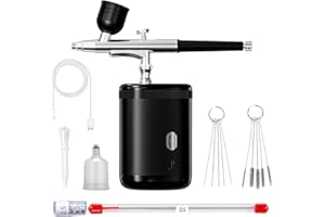 CBVCBV Airbrush kit: Handheld Spray Paint Gun with 0.3/0.5mm Nozzle, Rechargeable Cordless Spray Gun Sets Suitable:air Brush for Nails, Art, Color Spraying, Cake Decoration, Model Tattoos & Makeup (Black)