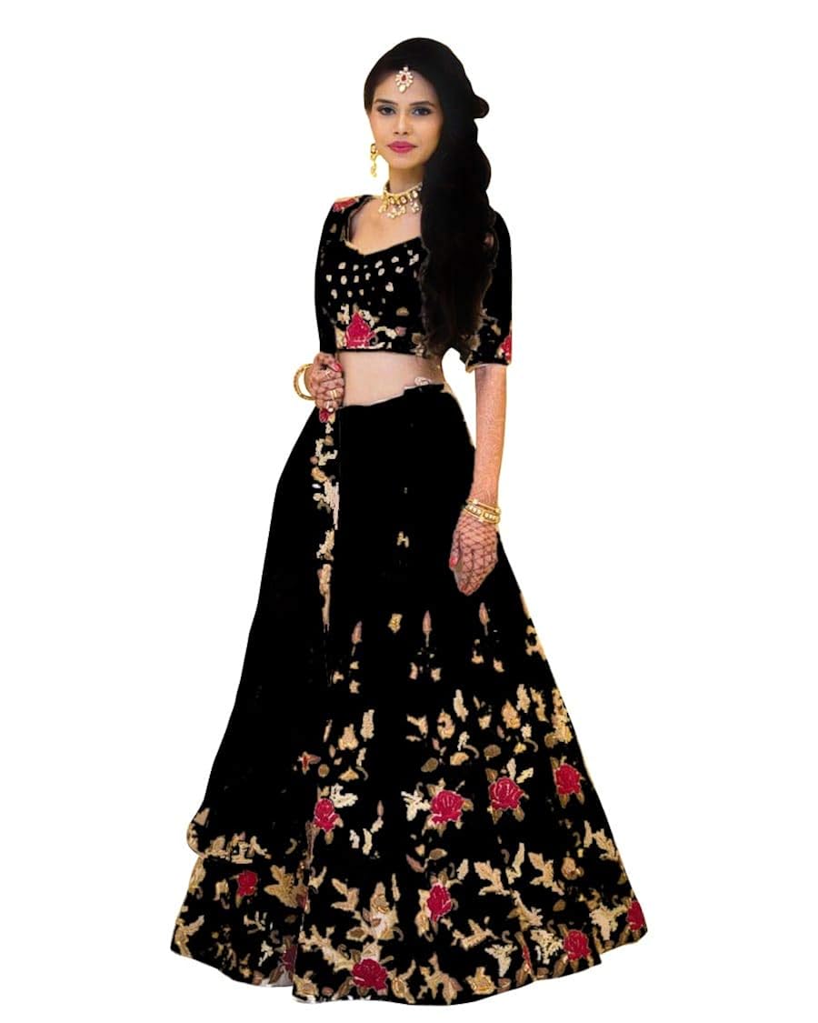 belomoda multi color banglori silk embroidery work semi stitched lehenga for women