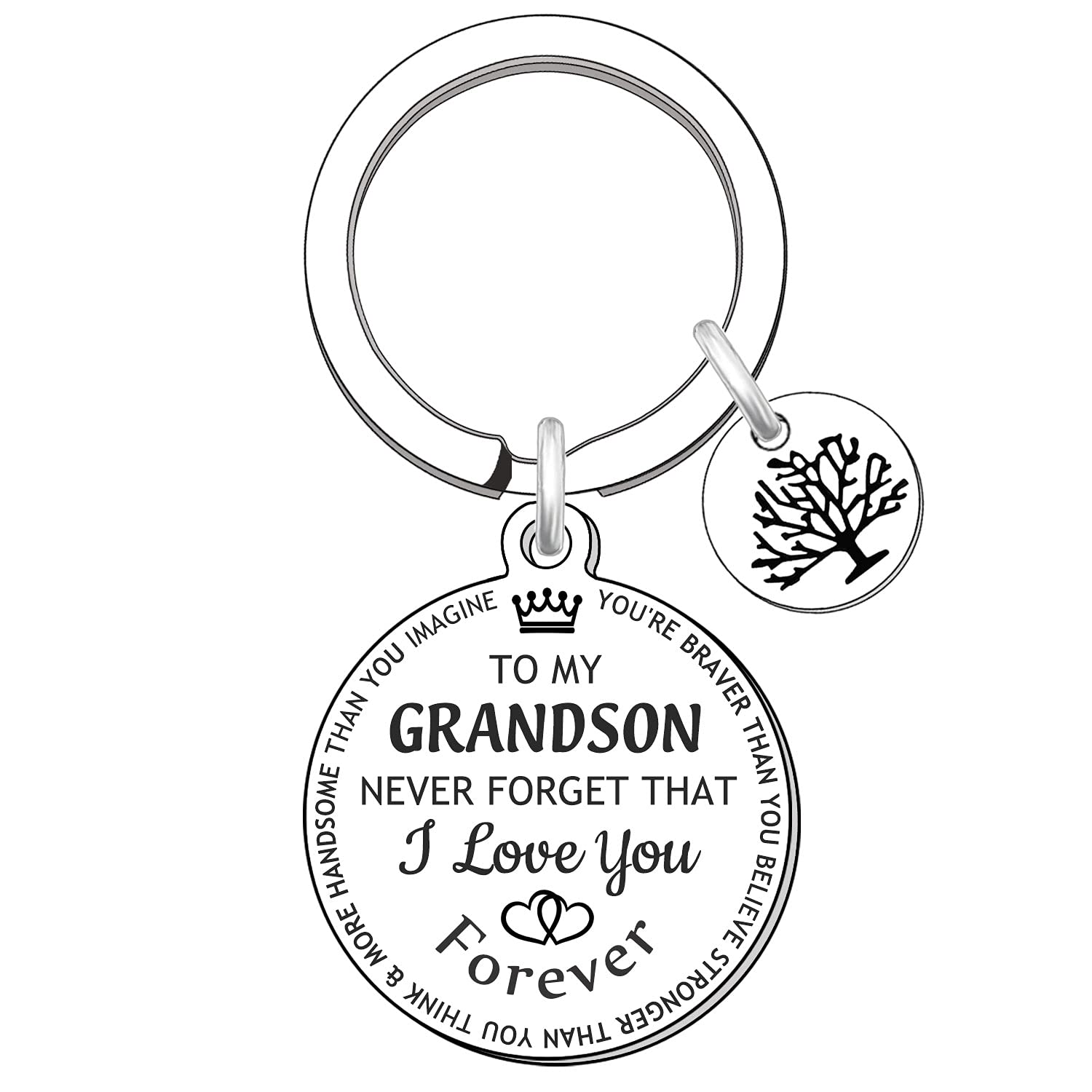 weijin Grandson Gift Keyring Inspirational Jewellery Keychain to Grandson Birthday Christmas Graduation Gift
