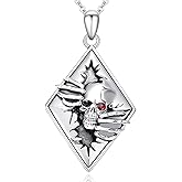 REDSUN Skull Necklace for Men 925 Sterling Silver Skeleton Pendant Necklace for Women Gothic jewellery Punk Skeleton Skull Jewelry for Christmas Birthday Halloween Gifts