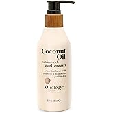 Oliology Coconut Oil Curl Cream - Defines & Enhances Curls & Waves | Botanically Infused | Conditions & Reduces Frizz | Made in USA, Cruelty Free & Paraben Free (8.5oz)