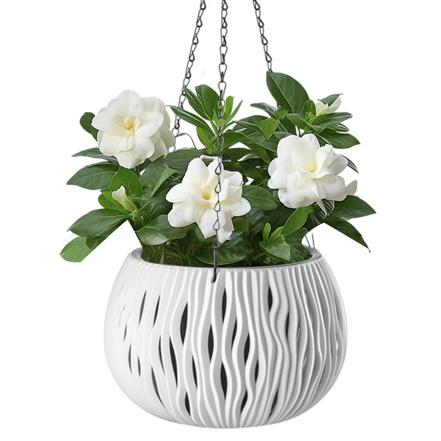 Photo 1 of NEAMVCT Hanging Planters for Outdoor Plants, Large Hanging Baskets for Garden Plants Decor (White)