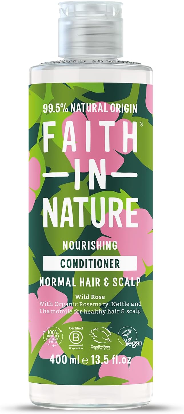 Faith In Nature Wild Rose Conditioner 400ml for Normal Hair Vegan No SLS