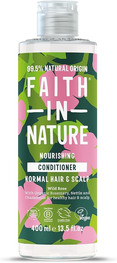 Faith In Nature Wild Rose Conditioner 400ml for Normal Hair Vegan No SLS