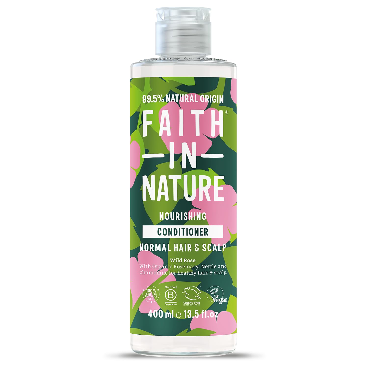 Faith In Nature Natural Wild Rose Conditioner, Nourishing for Normal Hair & Scalp, Vegan & Cruelty Free, No SLS, Silicones or Parabens, 400ml