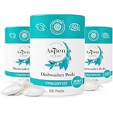 AspenClean | Unscented Dishwasher Pods | Cuts Grease and Grime | Zero Plastic | Non - Toxic | 100% Natural Dishwasher Detergent | EWG Verified - 28 Count (Pack of 3)