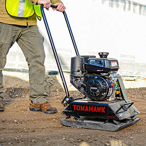 TOMAHAWK Vibratory Plate Compactor Tamper with Poly Pad and Wheels for