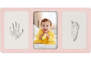 Calenzana Pink Baby Hand and Footprint Kit, 4x6 Baby Keepsake Nursery Picture Frame Handprint Kit, Gifts for Newborn Girls Boys New Mom