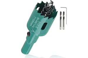 Qjaiune 1 Inch Hole Saw with Arbor, 25mm Hole Saw HSS Bi-Metal Hole Cutter Smoothly Cutting in Cornhole Boards, Plastic, Wood, Fiberboard, Drywall