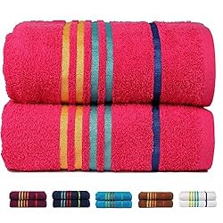See Casa Copenhagen Exotic Cotton Medium size (24 inches by 47 inches) 475 GSM 2 Pack Designer Bath Towels Set - Hot Pink Details