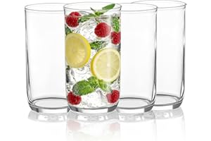 Berglander Highball Glasses Set 4pc, 14 oz Tall PET Clear Plastic Drinking Collins Glasses, Reusable Water Glass Cups, Bar Gl